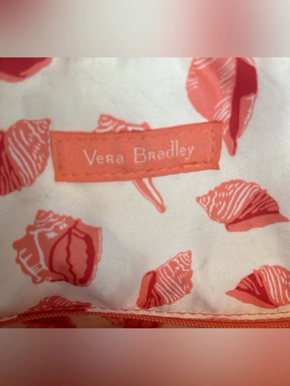 Vera Bradley Fringed Tote Beach Bag in Neutral Stripe Sea Shell Lining Print